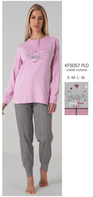 ART. KF5057 PLD- pigiama donna m/l interlock kf5057 pld - Fratelli Parenti